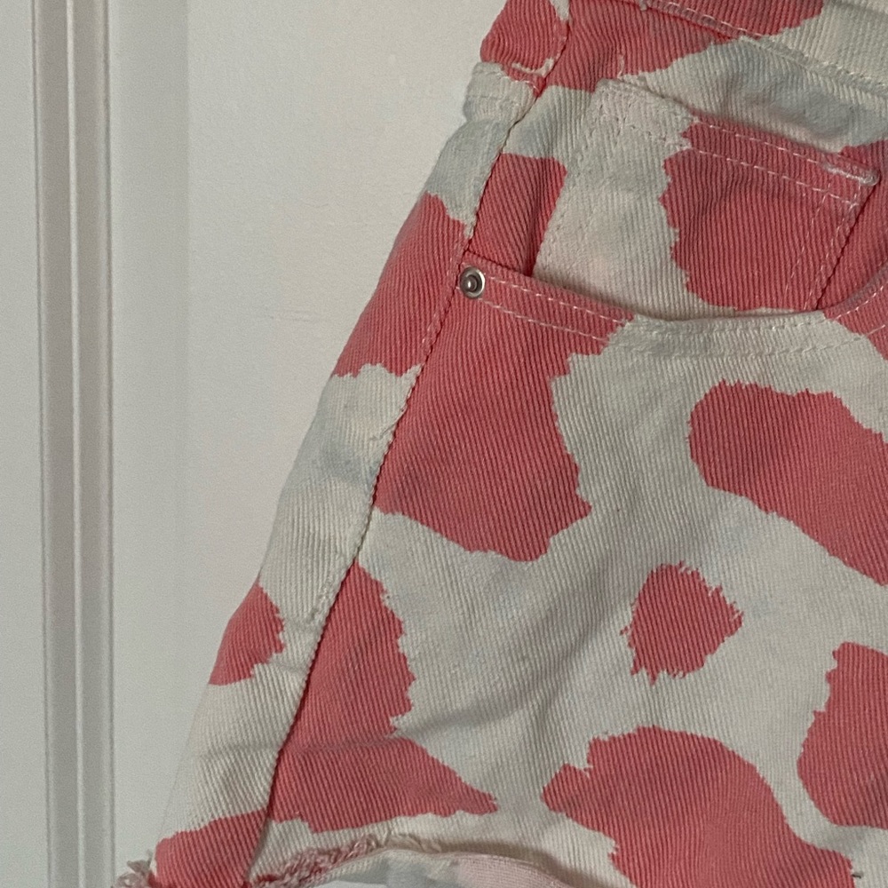 Pink Cow Print Shorts